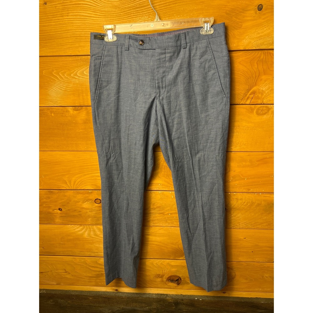 Ted Baker London Blue Textured Wool Dress Pants Trousers Mens 32x30 Union Made